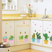 卡通绿色小盆栽组合墙贴任选文艺小清新贴纸玻璃窗花阳台窗户贴画|绿色小盆栽K6023