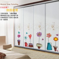 卡通绿色小盆栽组合墙贴任选文艺小清新贴纸玻璃窗花阳台窗户贴画|绿色小盆栽L6021
