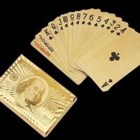 黑色骷髅头塑料扑克实用防水可水洗澳门风云土豪创意磨砂petpvc|金色100美金款