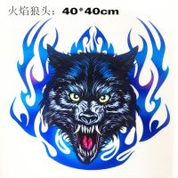 大号遮划痕狼头老鹰防水车身贴纸汽车用保险杠卡通车贴|新款黑狼单张40cm