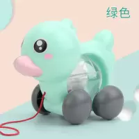 宝宝拖拉学步运动玩具学步推车玩具拉线鸭子摇铃1岁宝宝玩具|【浅绿色】拉线牵绳小鸭