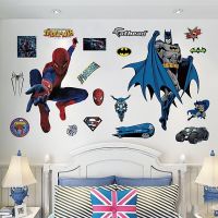 壁纸自粘房间装饰品卧室卡通贴纸漫威绿巨人3d立体墙贴墙纸贴画|蜘蛛侠+蝙蝠侠