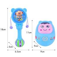85个内容故事机带灯光音乐玩具婴儿宝宝玩具|不倒翁+音乐拨浪鼓[蓝] 自备电池