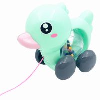 儿童拉线玩具拖拉学步玩具车拉线鸭子牵引手拉绳1-3岁响铃小狗|绿色马卡龙牵绳鸭子