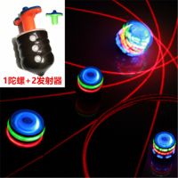 发光仿木旋转陀螺升级音乐闪光七彩发射器陀螺儿童怀旧小玩具|激光陀螺+2发射器