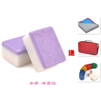 家用手搓麻将384042mm大号 仿玉色中小号家用麻将麻将送桌布|40冰雪纹紫色软包