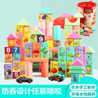 宝宝实木头儿童拼插装婴儿小男生女孩积木制质玩具幼教力早教