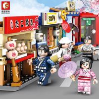 积木女孩日式樱花小吃街景兼容儿童601078积具礼品