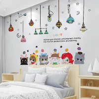 猫咪可纸卡通墙纸自粘卧室网红少女心旅行行李箱贴纸防水贴画|ins灯+新款猫咪