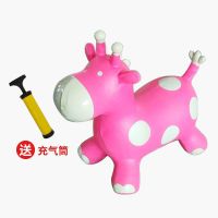 音乐独角兽跳跳鹿加厚儿童玩具女孩充气马木马儿童皮马|跳跳小鹿[红色]赠刺刺球