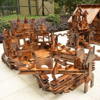 幼儿园构建积木大型户外实心碳化积木中空炭烧建构区原木大型积木