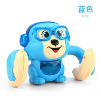 网红翻滚猴电动玩具婴儿音乐声控唱歌跳舞男女孩宝宝翻跟头小猴子|声控[眼镜翻滚猴]蓝色 普通电池版+送螺丝刀