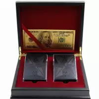 创意个性扑克 金箔土豪纯黑色扑克 德州全塑料防水骷髅头|骷髅头两副木盒装
