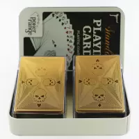 创意个性扑克 金箔土豪纯黑色扑克 德州全塑料防水骷髅头|骷髅头彩色两副铁塔