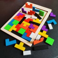 古典力创意玩具彩色伤脑筋十二块 成人榉木华容道九连环解锁|精品俄罗斯方块
