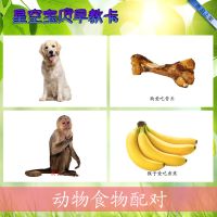 什么吃什么 动物食物配对认知卡自闭症训练卡片aba语言教学塑封卡