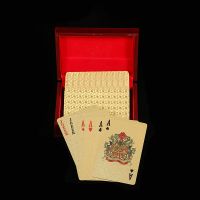 扑克pvc塑料扑克防水黄金扑克土豪金属创意朴克金箔纸扑克|金色格子木盒装