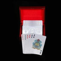 扑克pvc塑料扑克防水黄金扑克土豪金属创意朴克金箔纸扑克|银色美元木盒装