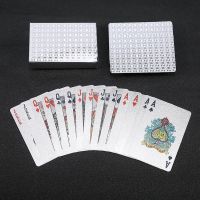 扑克pvc塑料扑克防水黄金扑克土豪金属创意朴克金箔纸扑克|银色格子
