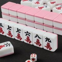 新品牙白30mm迷你麻将旅行便携式学生宿舍外出携带mini小号麻将|42特级俏皮粉【送袋子+桌布+色子】