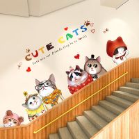 幼儿园动物楼梯墙面装饰环创材料儿童墙贴纸墙壁贴画卡通可爱创意|HM92039帅小喵咪卡通贴画
