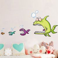 卡通可爱海洋鱼防水浴室墙贴纸幼儿园儿童房装饰贴画|大鱼吃小鱼6225