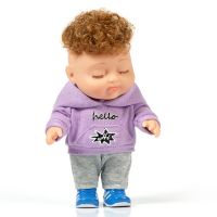 儿童玩具仿真婴儿洋娃娃洗澡全软硅胶小公仔陪睡毛绒布娃娃女孩|卷发紫色时装(闭眼) 普通包装