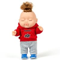 儿童玩具仿真婴儿洋娃娃洗澡全软硅胶小公仔陪睡毛绒布娃娃女孩|卷发红色时装(闭眼) 大礼盒包装(送礼推荐)