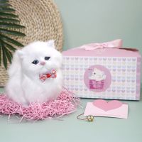 会叫小猫咪毛具仿真假猫可爱公仔动物模型男女孩儿童生日礼物|波斯猫礼盒装送铃铛+领结+小猫