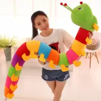 可爱多色彩色虫虫玩具儿童玩偶七彩毛毛虫毛具睡觉抱枕公仔