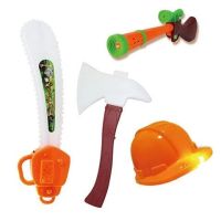 儿童电锯套装光头强帽子电动玩具枪灯光音乐2-3-6男孩玩具|四代电锯+音乐帽+斧+猎枪