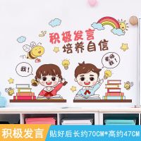 卡通励志墙贴纸标语墙纸自粘卧室装饰品贴画学生教室壁纸自粘墙面|积极发言 升级款PVC材质(大)