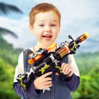 儿童宝宝迷彩电动玩具光音乐小孩男孩枪冲锋枪2-3-6岁充电池