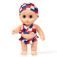 仿真娃娃全软胶婴儿假洋娃娃硅胶女孩公主精致礼盒玩具小宝宝公仔|比基尼红白蓝格子(可睁眼闭眼) 大礼盒包装(送礼推荐)