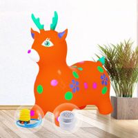 儿童充气玩具音乐跳跳鹿加大加厚户外橡胶小马骑马羊角球|彩绘1首音乐款-橙