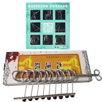 中国古典休闲解锁解环拆装九连环七巧板华容道成人儿童玩具|解锁解环9件套B款+九连环