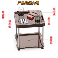 棋室茶几麻将馆桌子茶水台茶水杯架托桌边放东西塑料边几|X1咖啡色(2只)