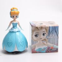 爱莎白雪苏菲亚灰姑娘公主儿童电动跳舞玩具万向旋转灯光音乐女孩|灰姑娘公主【133B】 电池版【电池+螺丝刀】