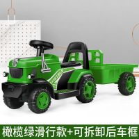 儿童电动车三轮车电瓶可充电带人双人四轮拖拉机玩具可坐人1-8岁|橄榄绿|滑行款|可拆卸车斗|送大礼包