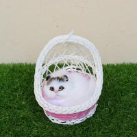 迷你吊篮小动物模型仿真小猫咪狗狗玩具动物玩偶毛具公仔儿童|吊篮小小猫黑头会叫吊篮颜色随机