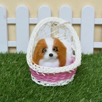 迷你吊篮小动物模型仿真小猫咪狗狗玩具动物玩偶毛具公仔儿童|吊篮抬头狗狗会叫吊篮颜色随机