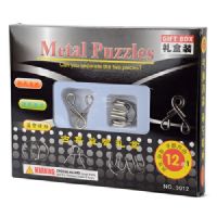 孔明锁鲁班锁儿童学生解锁游戏机关盒九连环智力成人解压减压玩具|军绿色礼盒12件套