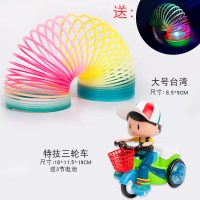 魔力彩虹圈玩具发光七彩弹力拉环儿童大号魔术表演彩虹圈塑料弹簧