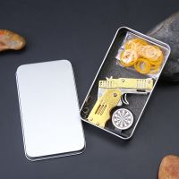 锌合金六连发折叠皮筋枪 儿童玩具皮筋枪模型摆件