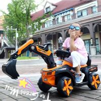 儿童电动挖掘机挖土机工程车男孩玩具车1-5岁滑行车四轮车挖挖机