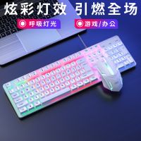 有线键盘鼠标套装机械手感发光USB通用悬浮吃鸡电竞游戏笔记本