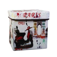 生活日用收纳凳子储物凳可坐成人家用整理箱折叠收纳用品复古卡通置物凳鞋凳 收纳凳 精选特买