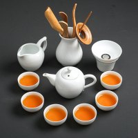 家居器皿白瓷功夫茶具套装中式家用干泡茶盘办公简约现代陶瓷泡茶壶茶杯盖碗水具/水杯 精选特买
