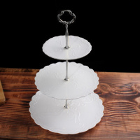 下午茶点心架蛋糕欧式家用陶瓷双层水果盘三层甜品台零食托盘 精选特买