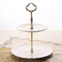 下午茶点心架蛋糕欧式家用陶瓷双层水果盘三层甜品台零食托盘 精选特买